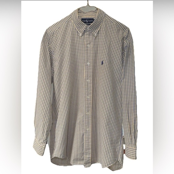 Ralph Lauren Blake Shirt Mens Large Blue Plaid Button Down Long Sleeve Cotton - Picture 1 of 6